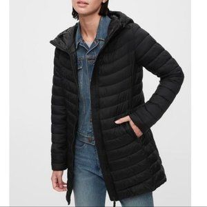 GAP Black Upcycled Lightweight Puffer Coat XS Petite - NEW